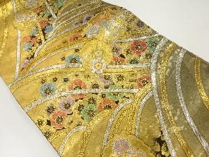 波に花模様織出し袋帯